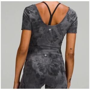 Lululemon Align T-Shirt Diamond Dye Pitch Grey Graphite Grey Womens sz 10 EUC